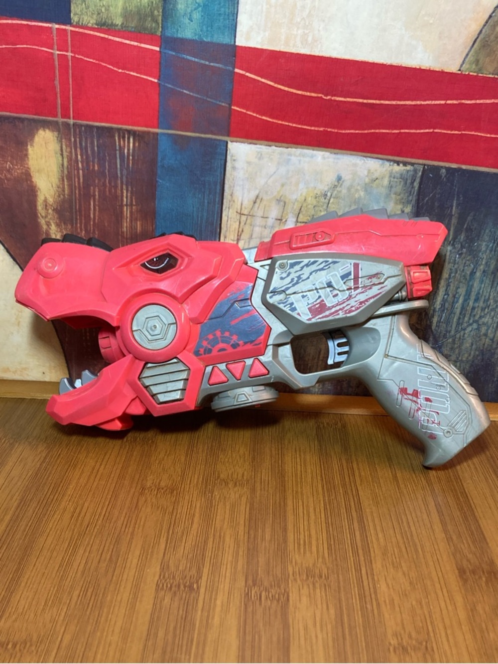 Red Dino Blaster Toy Pistol for Kids - Lights & Sounds